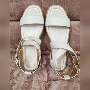 Michael Kors Lowry Wedge Sandals White Size 8